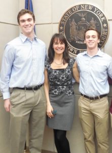 2016 Senior Award Winners, and Youth Court Interns, Matthew Scully (L) and Matthew Corrado (R) with Youth Court Director, Nancy Levin.